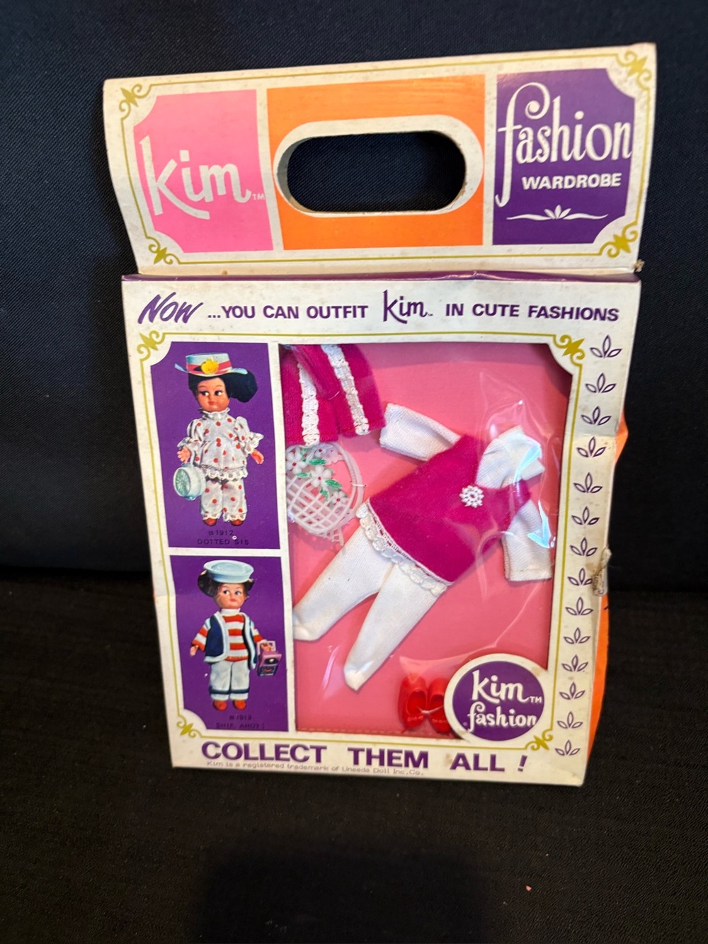 5” Vintage Uneeda 1960’s Kim Doll NOS Clothes Set-Rare "sweet cerise” #1906